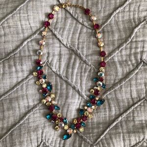 Multi-colored rhinestone collar statement necklace